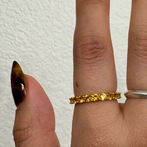 Gold over sterling silver  with Orange Stones - Elegant Womens Band